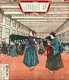 Japan: Two fashionably dressed women inspect a yarn of silk in a silk mill, c. 1890.
