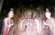 China: Buddha flanked by bodhisattvas, Maiji Shan Grottoes, Tianshui, Gansu Province